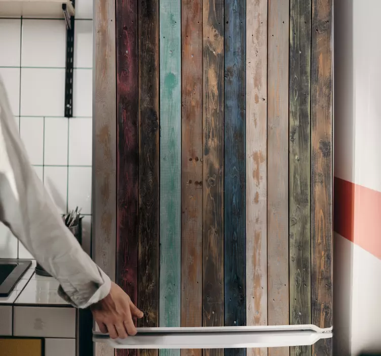 Lantlig stil träplankor kylskåp klistermärken - Tenstickers