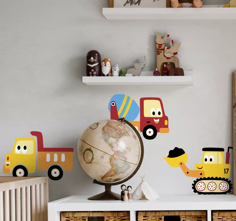 Lastbil, grävare, lastbil set leksak klistermärke - Tenstickers