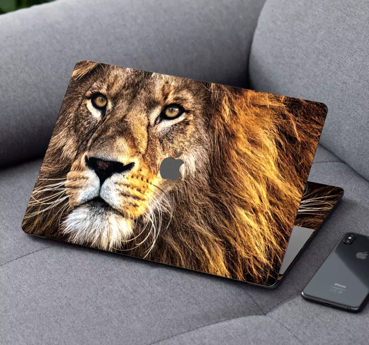 Lejon ansikte hud vilda djur laptop klistermärke - Tenstickers