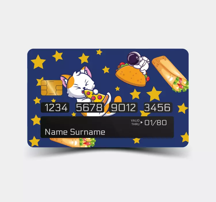 Lekfull katt njuter kreditkort klistermärke - Tenstickers