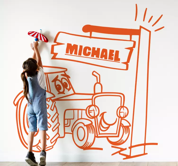 Lekfull traktor scen klistermärke för barn - Tenstickers