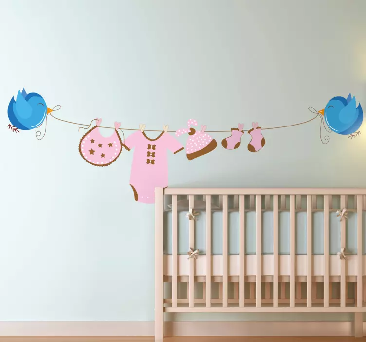 Lekfulla birdie babykläder klistermärke för barn - Tenstickers