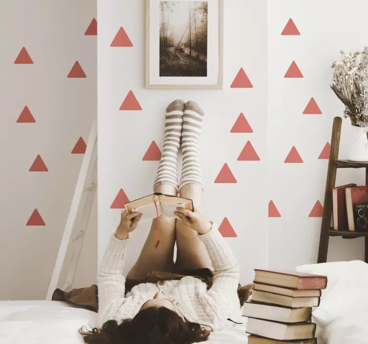 Levande korall triangel set vägg klistermärke - Tenstickers