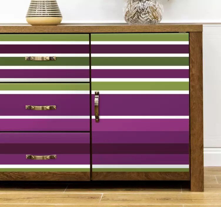 Lila och gröna horisontella möbeldekal - Tenstickers