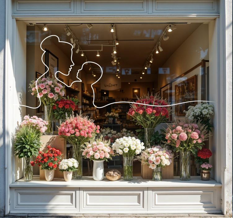 Linjekonst mamma skyltfönster klistermärken - Tenstickers