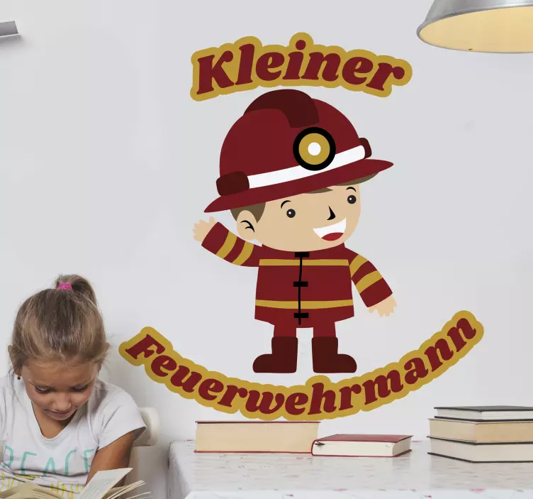 Liten brandman barn sovrum klistermärke - Tenstickers