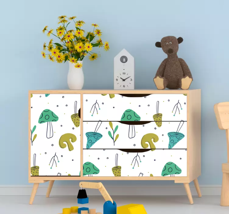 Livfullt svampmotiv klistermärken til möbler - Tenstickers