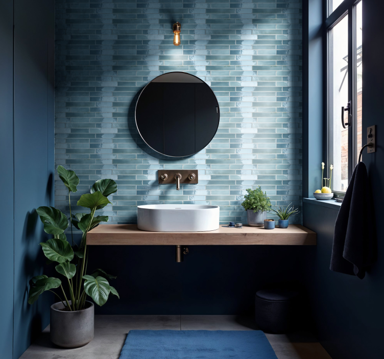 Ljusblå badrum klistermärke - Tenstickers