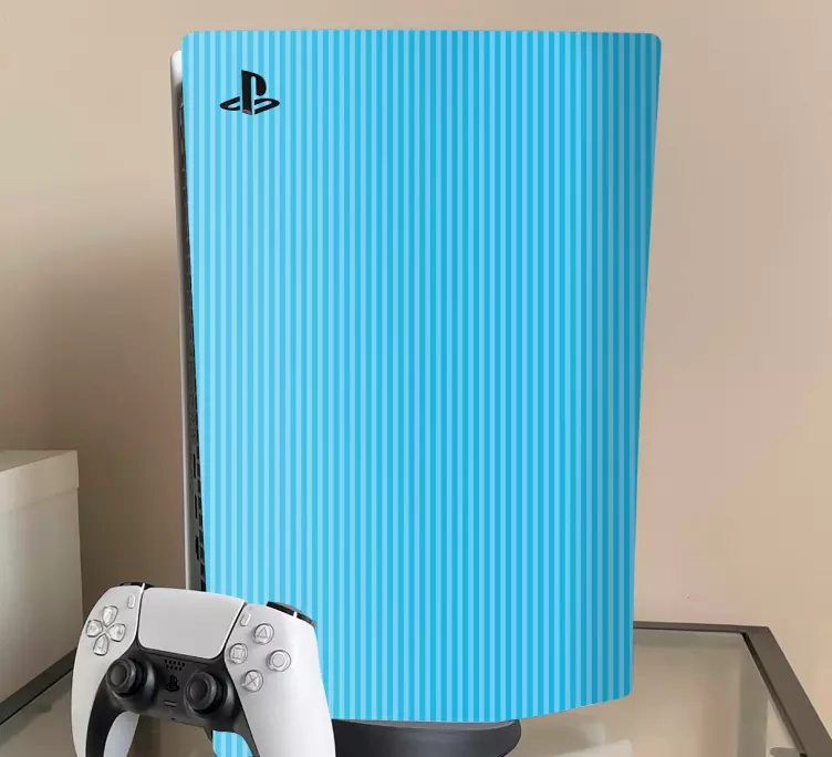 Ljusblå färg med ränder ps5 klistermärke - Tenstickers