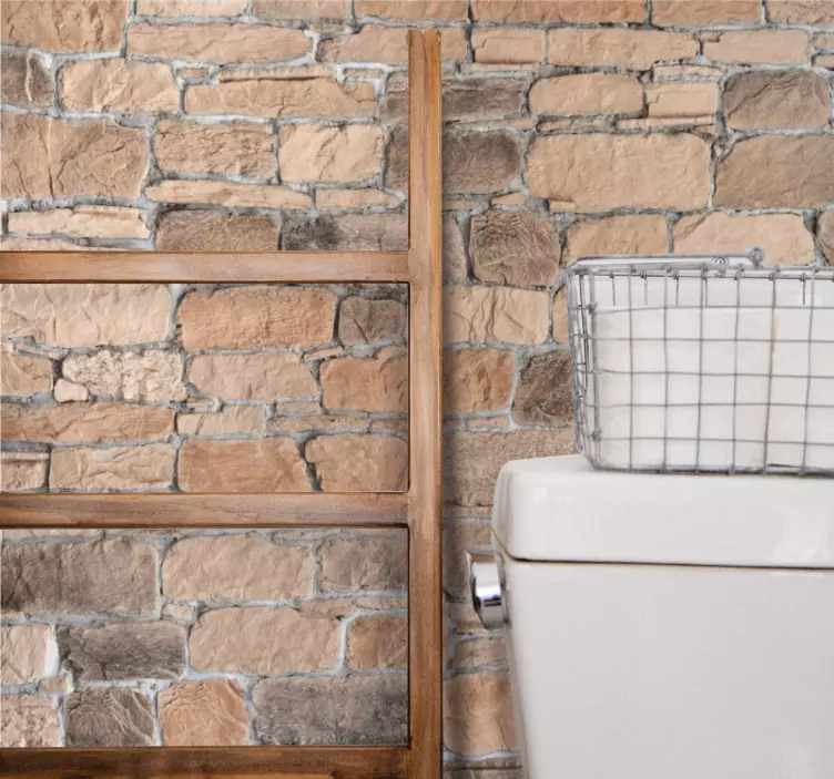 Ljusbrun sten tegel rustik vinyl klistermärke - Tenstickers