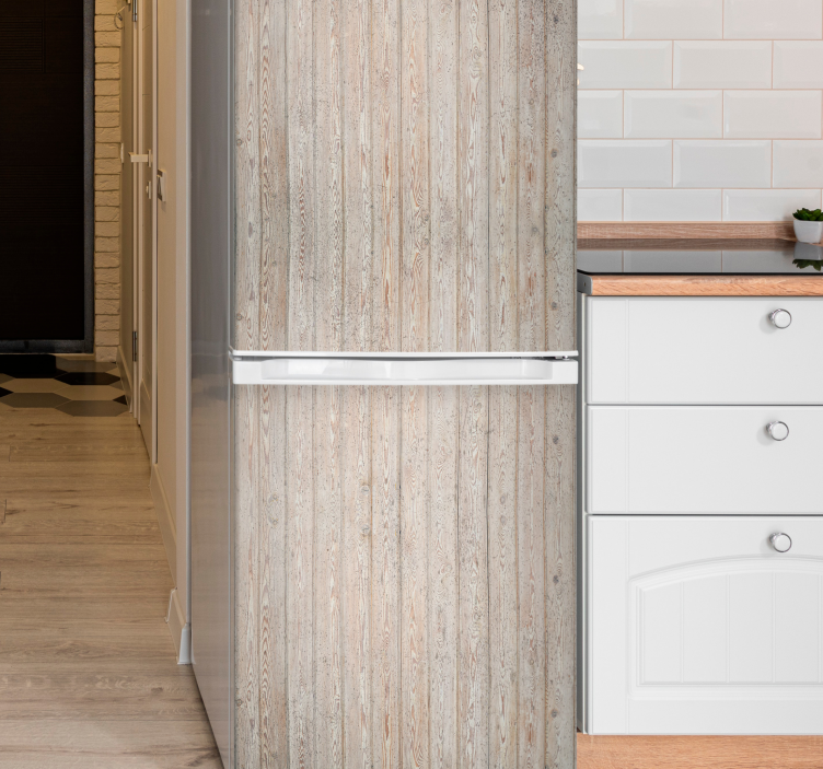 Ljusbruna horisontella plankor kylskåp klistermärke - Tenstickers