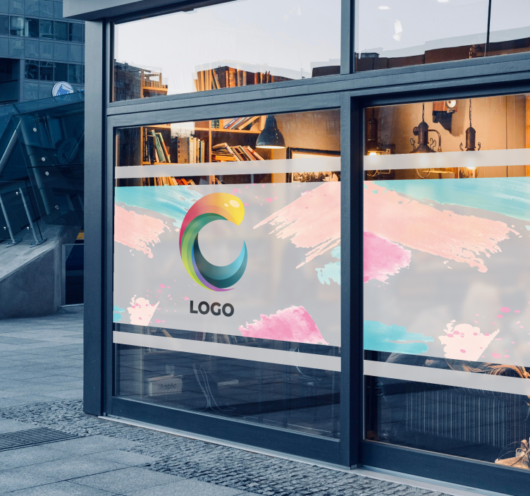 Logotyp kastad på genomskinlig Väggklistermärken skyltfönster - Tenstickers