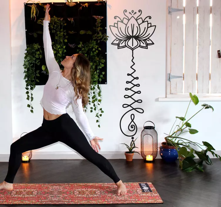 Lotusblomma unalome blommigt klistermärke - Tenstickers