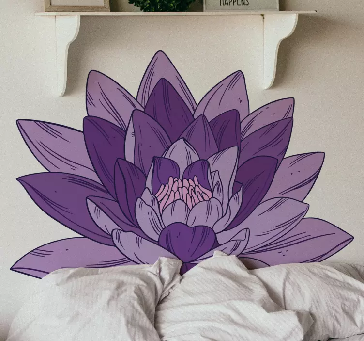 Lotus lila blomma vägg klistermärke - Tenstickers