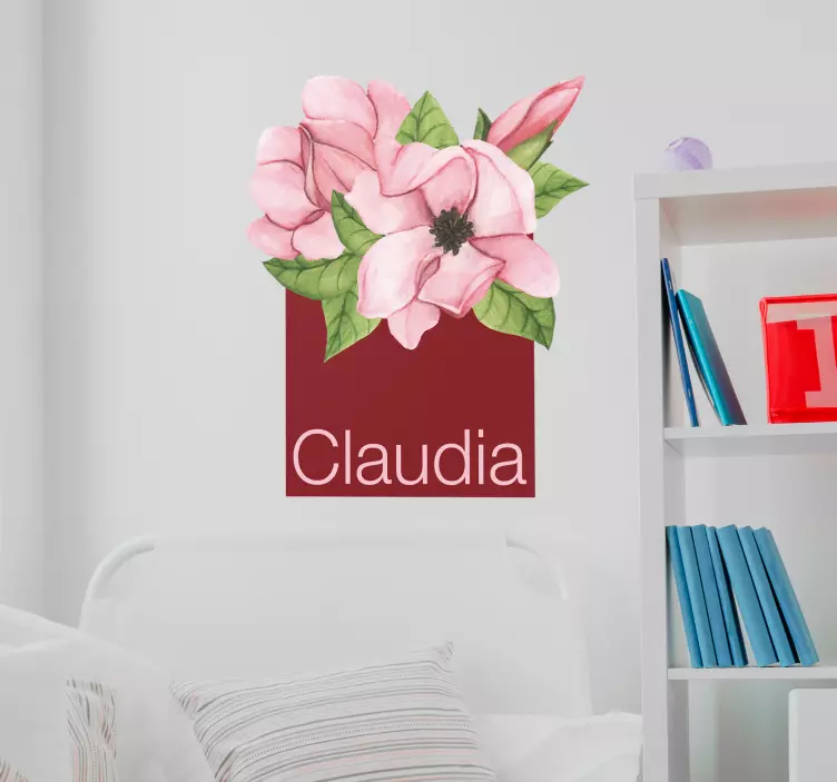 Magnolia med namn anpassningsbara vägg klistermärke - Tenstickers