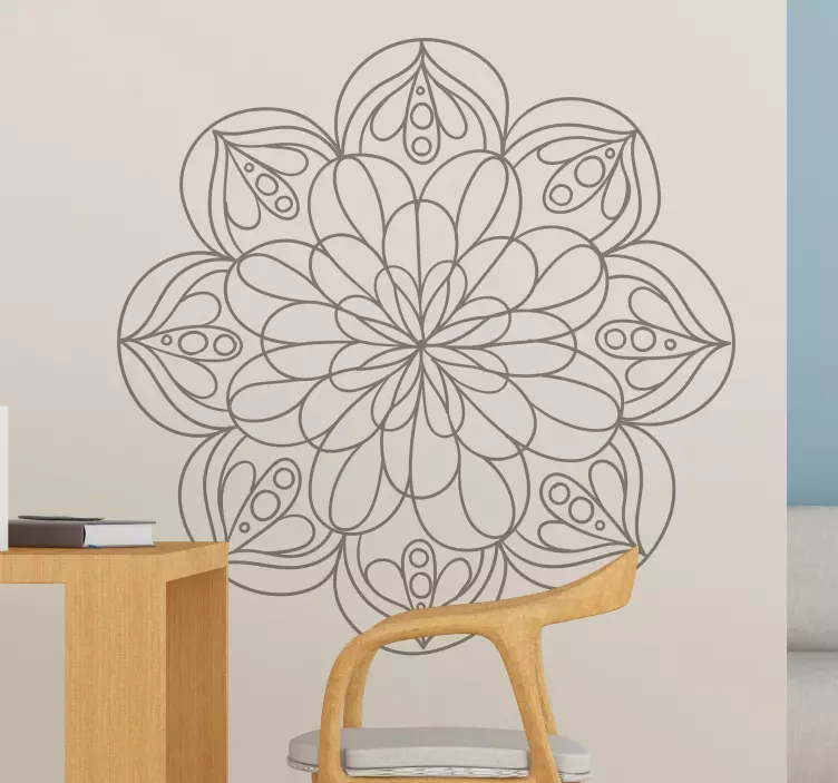 Mandala blomma vardagsrum vägg inredning - Tenstickers