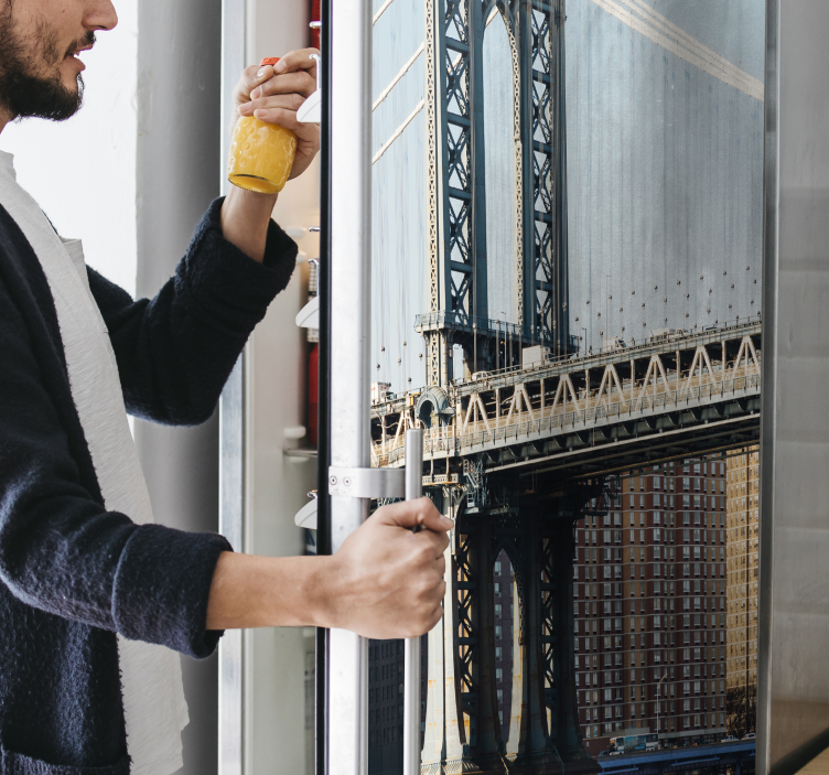 Manhattan bridge utsikt Väggklistermärken kylskåp - Tenstickers