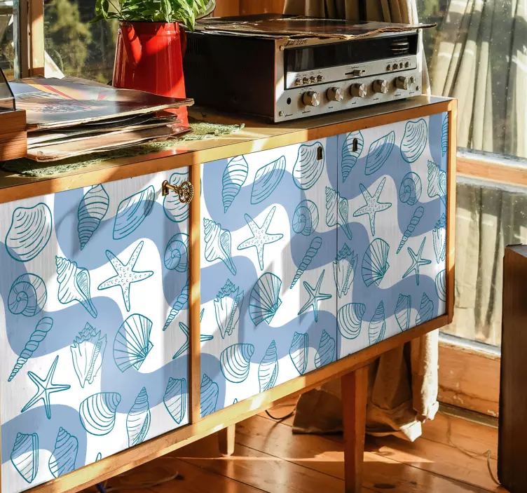 Marina snäckskalmönster Väggklistermärken djur - Tenstickers