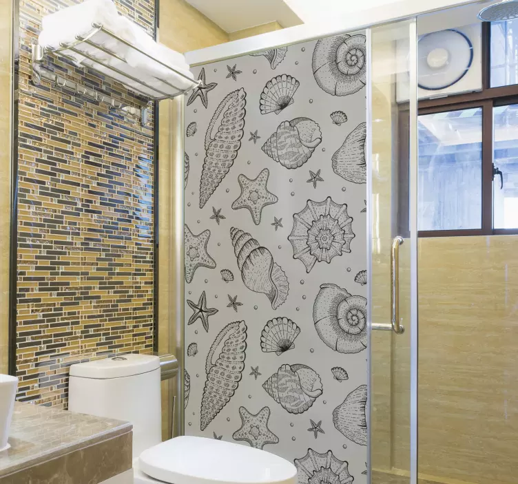 Marint liv och snäckskal klistermärke för duschskärm - Tenstickers
