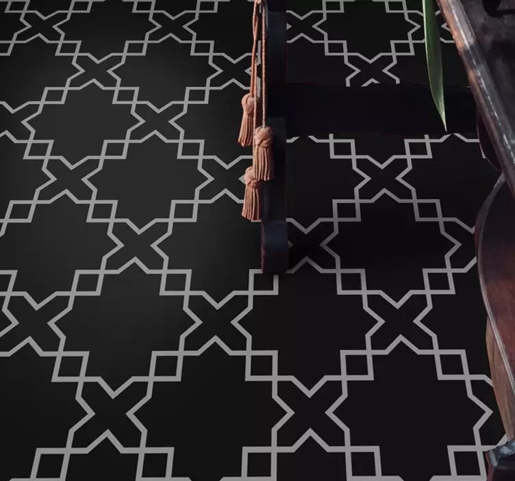 Marockanska grå och vita golvklistermärken - Tenstickers