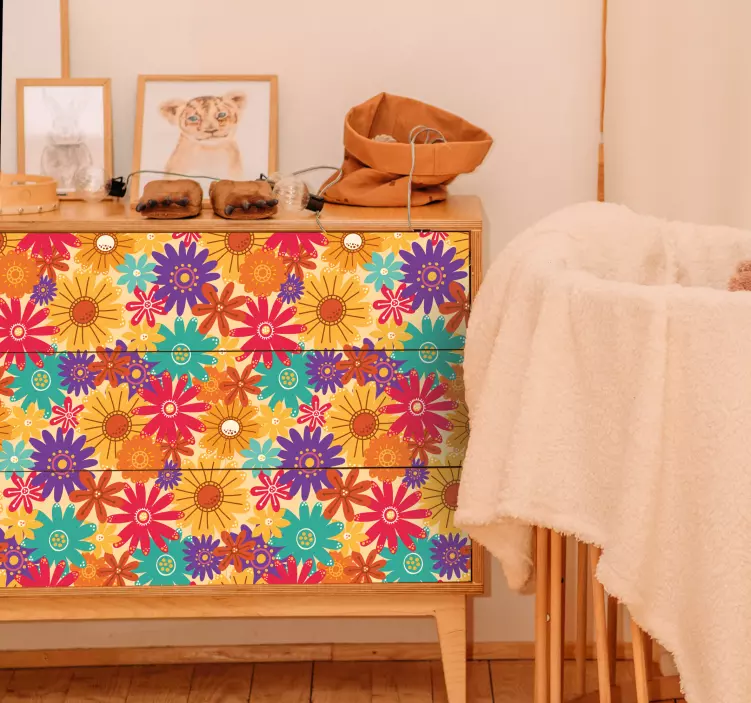 Massor av blommor möbelklistermärke - Tenstickers