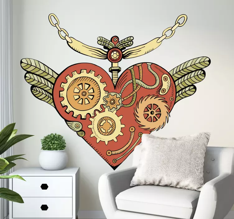 Mekanisk hjärtdesign vetenskapsklistermärke - Tenstickers