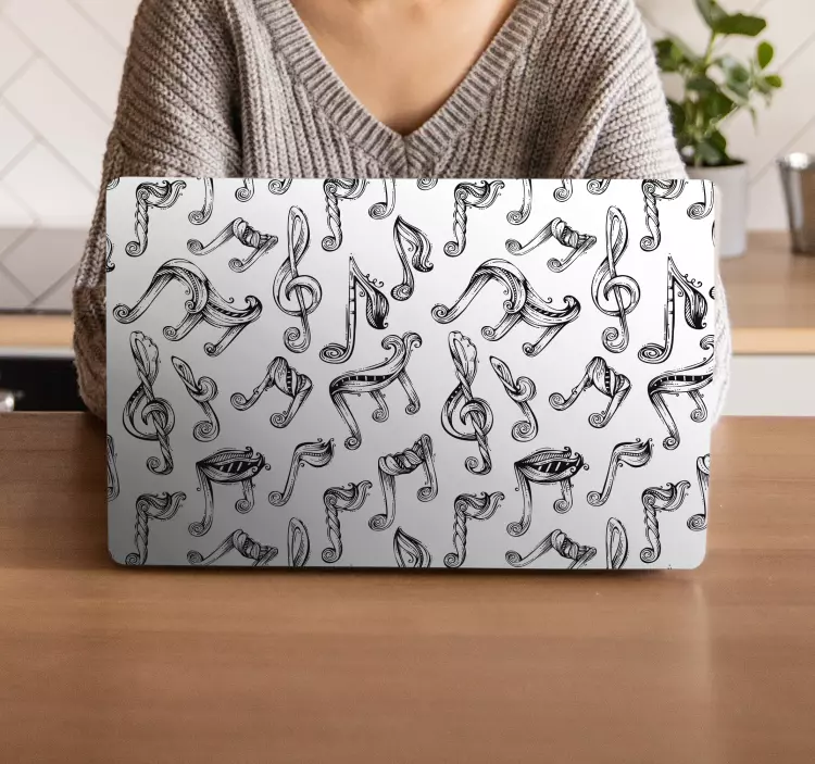 Melodiska notmönster klistermärke för bärbar - Tenstickers