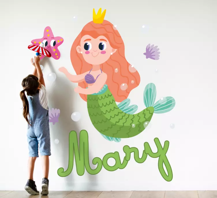 Mermaid fun anpassning klistermärke för barn - Tenstickers