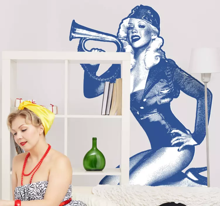 Militär pin-up flicka vägg klistermärke - Tenstickers