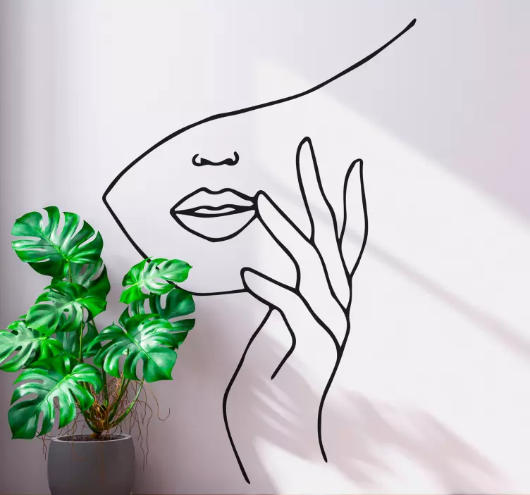 Minimalistisk ansikte hand människor klistermärke - Tenstickers