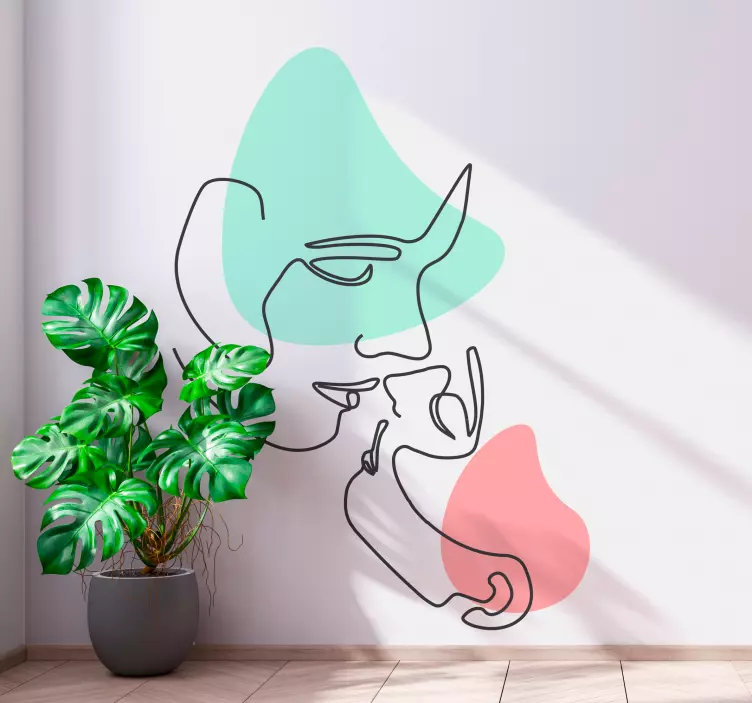 Minimalistisk linje porträtt konst klistermärke - Tenstickers