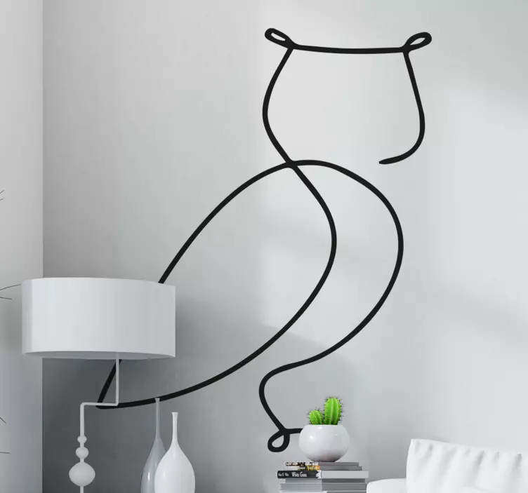 Minimalistisk uggla fågel vägg klistermärke - Tenstickers