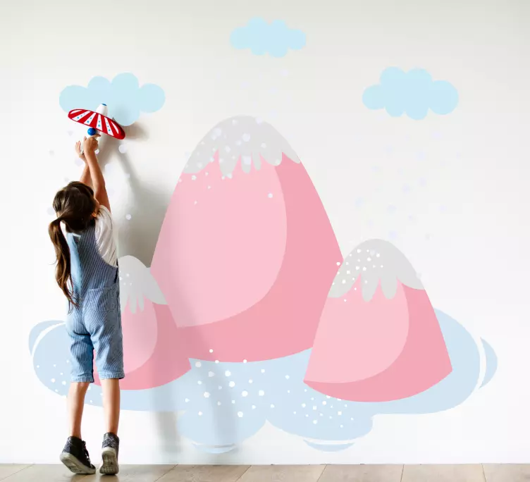 Molnig bergscen klistermärke för barn - Tenstickers