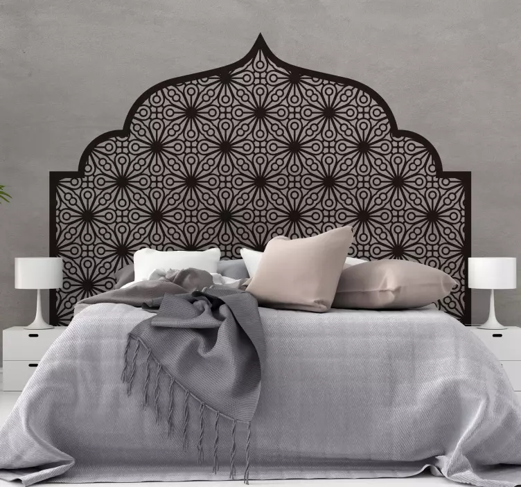 Monokrom geometrisk arabisk headboard-klistermärke - Tenstickers