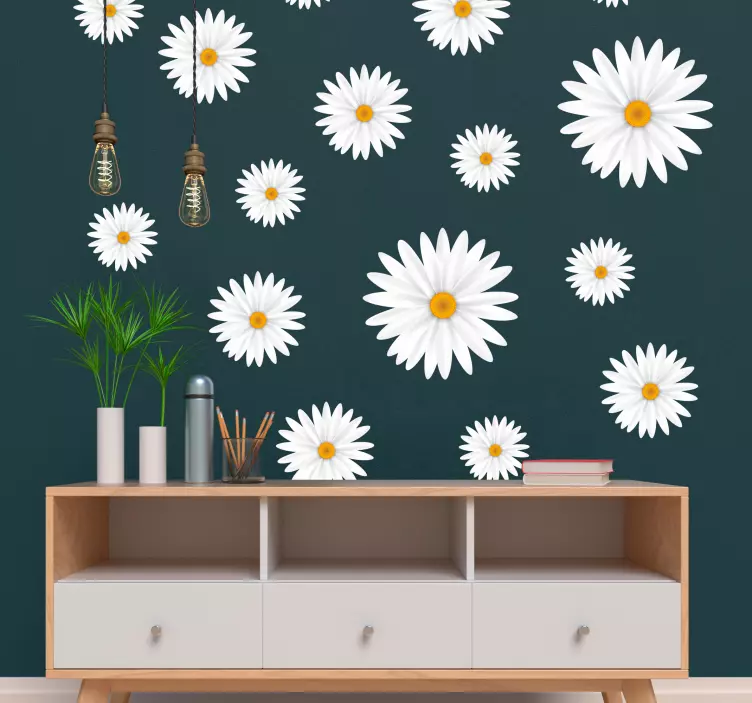 Mönster med prästkragar blommor väggdekor - Tenstickers