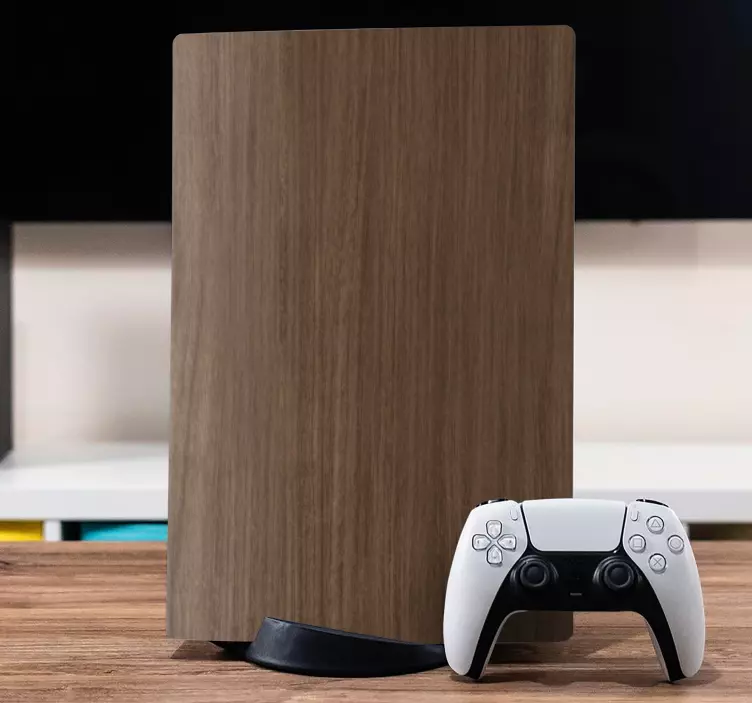 Mörkt trä textur ps5 klistermärke - Tenstickers