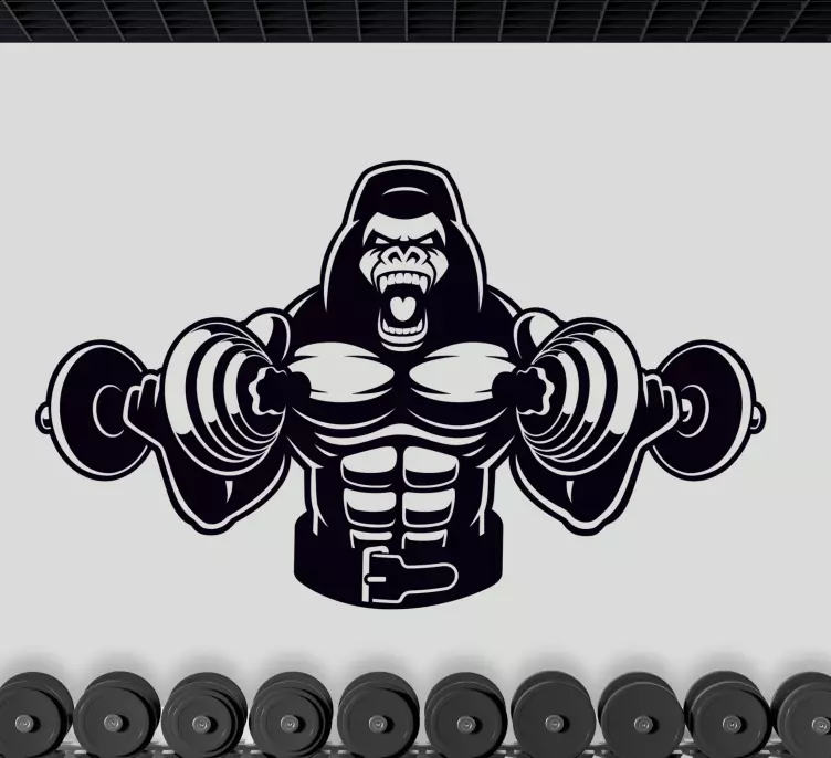 Muskulös gorilla lyfter sport klistermärke - Tenstickers