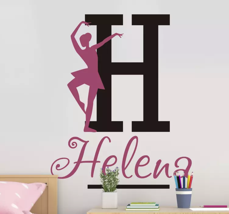 N balettdans flicka med namn dans klistermärke - Tenstickers