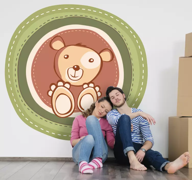 Nalle i en cirkel barn dekaler - Tenstickers