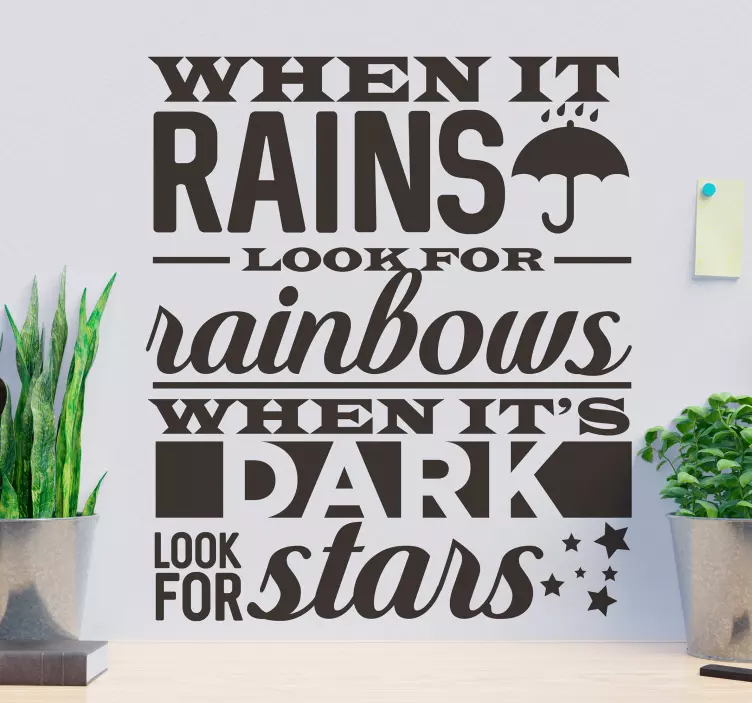 When it rains look for rainbows klistermärke - Tenstickers