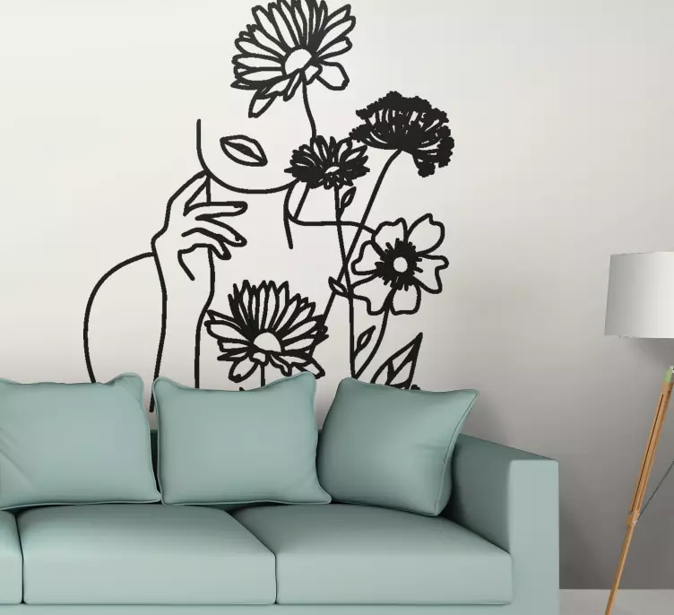 Natur klistermärke linear floral ansikte - Tenstickers