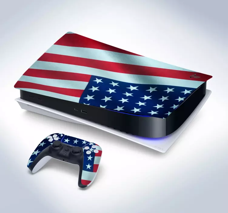 Viftande amerikansk flagga playstation 5 dekal - Tenstickers