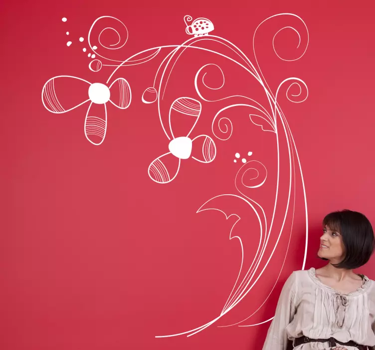 Nyckelpiga på tusensköna vägg klistermärke - Tenstickers