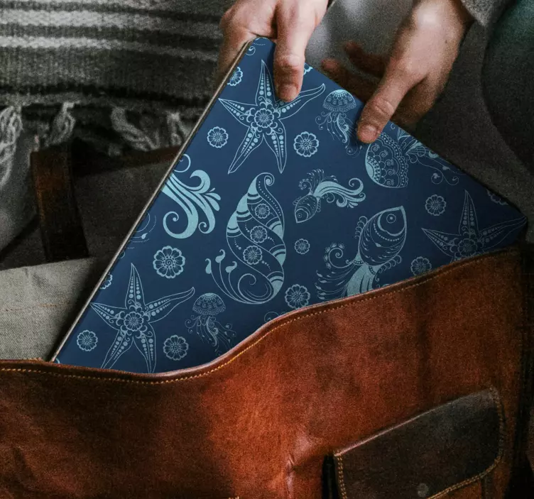 Oceaniska marina mönster klistermärke för bärbar - Tenstickers