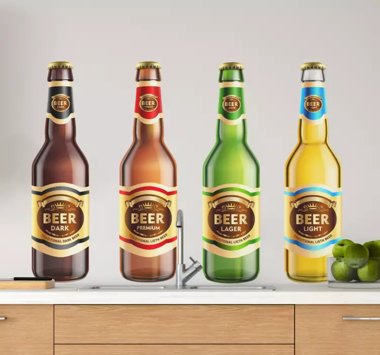 öl tecknade flaskor dricka dekal - Tenstickers