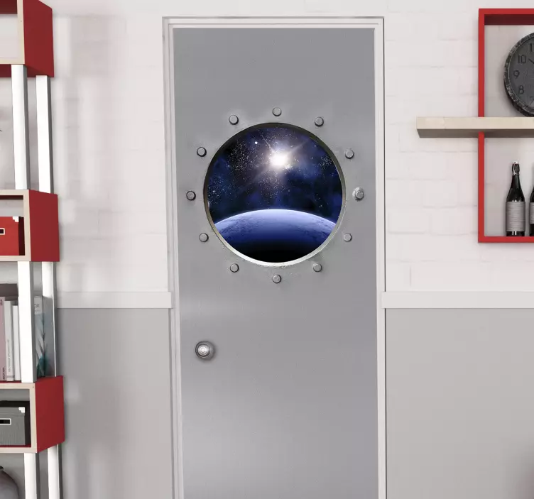 Optisk effekt sevärdheter till universum dörrklistermärke - Tenstickers