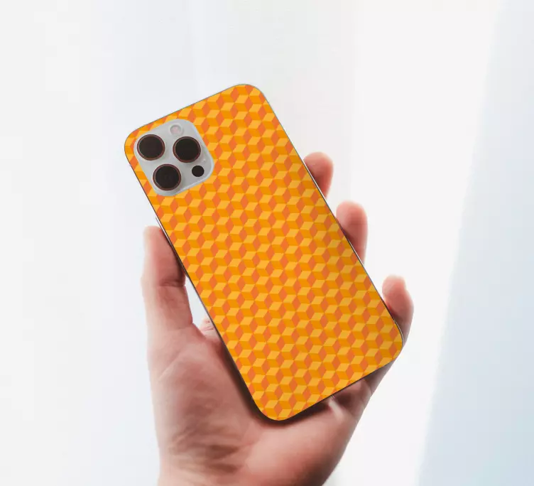 Orange vertikala 3d kuber iphone klistermärke - Tenstickers