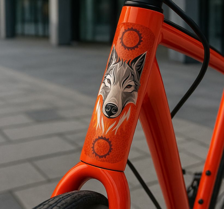 Orange wolf alpha klistermärken till cykel - Tenstickers