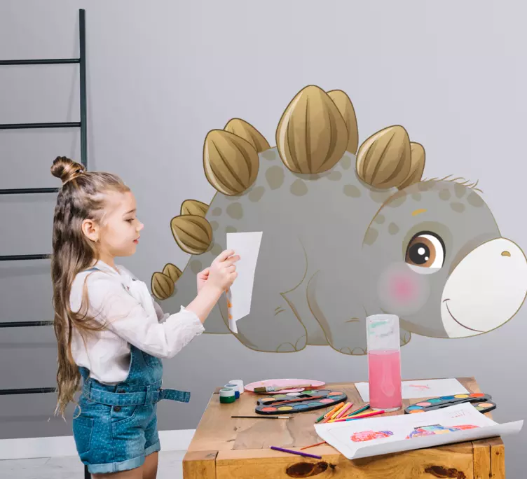 Original grå liten dinosaurie dörr dekal - Tenstickers