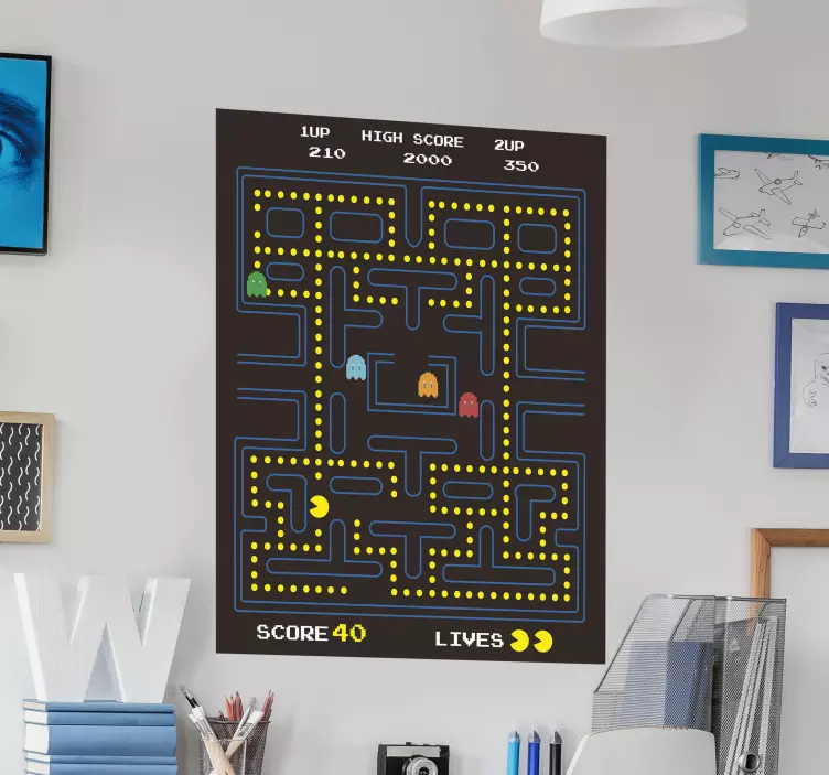 Pacman videospelklistermärke - Tenstickers